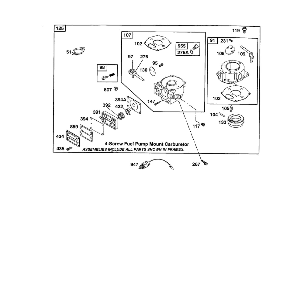 Carburetor (I) Diagram and Parts List for 422700TO422799  Briggs and Stratton Engine